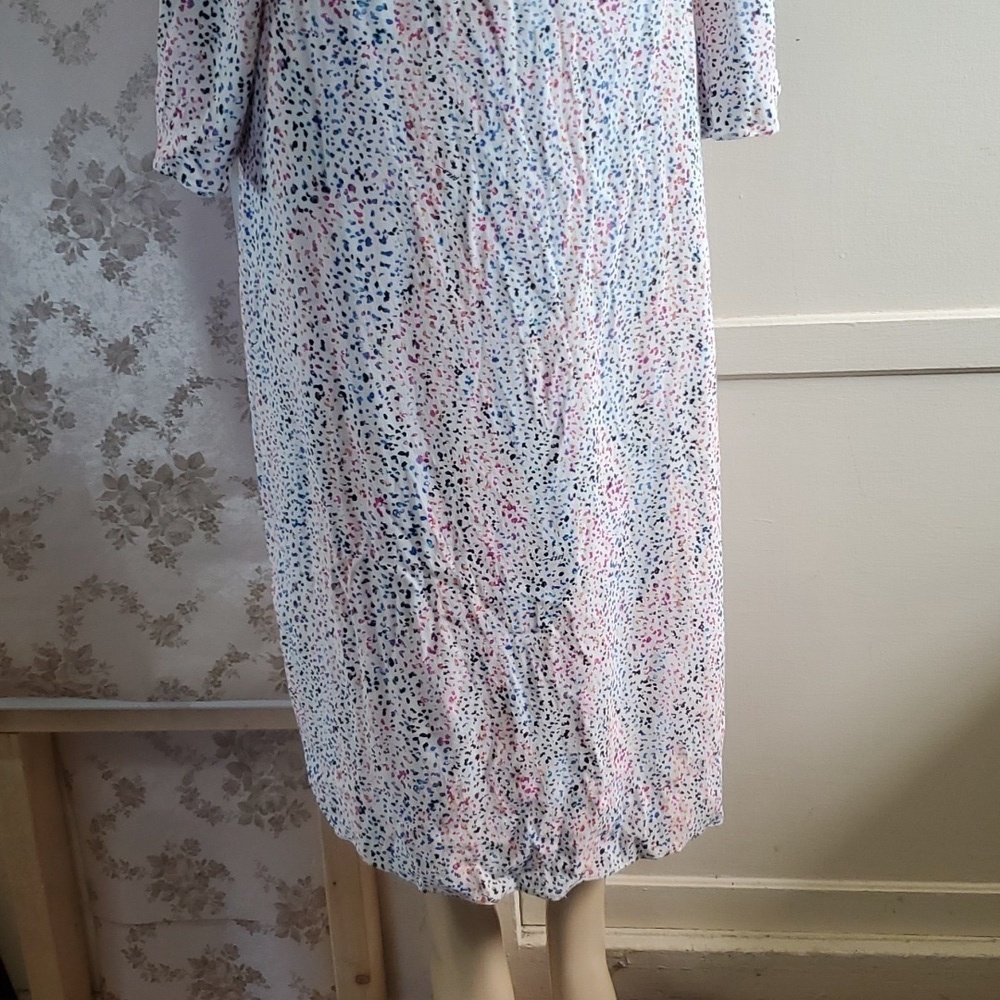 AFRM rainbow splatter leopard print white maxi dress long sleeve cut out Size M - Picture 3 of 12